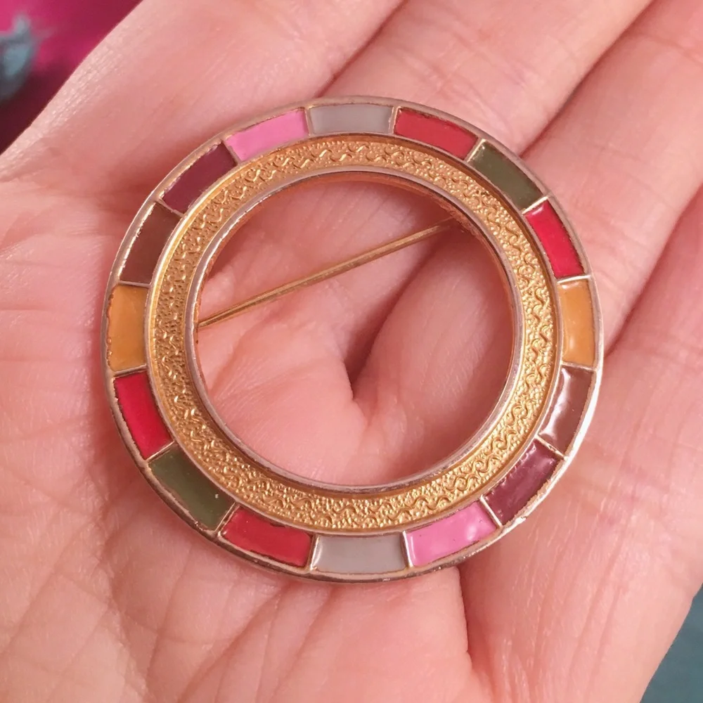 VINTAGE Rainbow Enamel Brooch